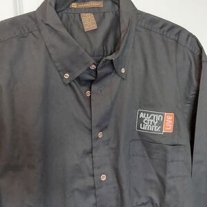 Harriton Men Black Button Down Long Sleeve Shirt Austin City Limits ACL Logo 2XL